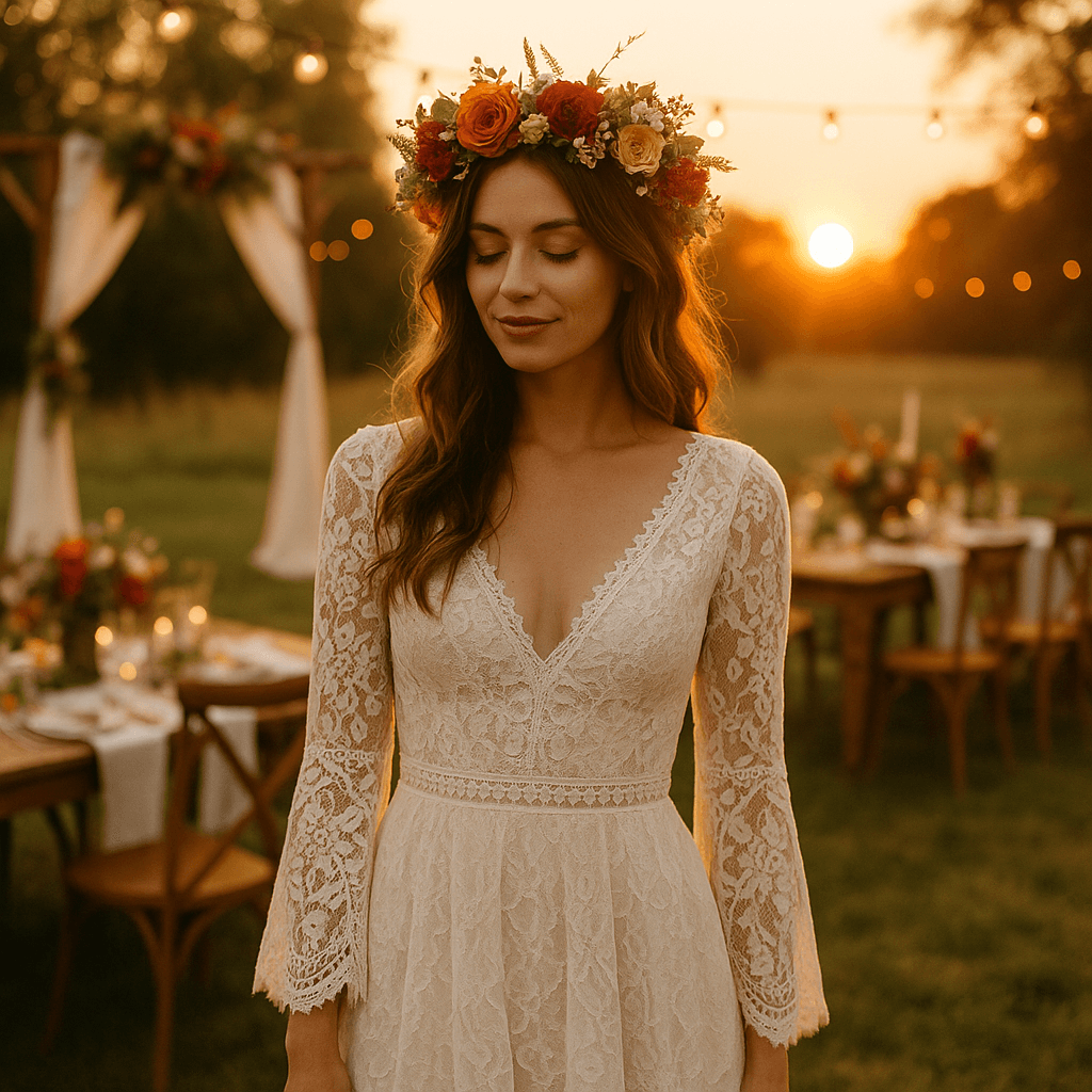 Jak się ubrać na wesele w stylu boho: lekkość, koronki I dodatki, które pokochasz od pierwszego wejrzenia Jak się ubrać na wesele w stylu boho